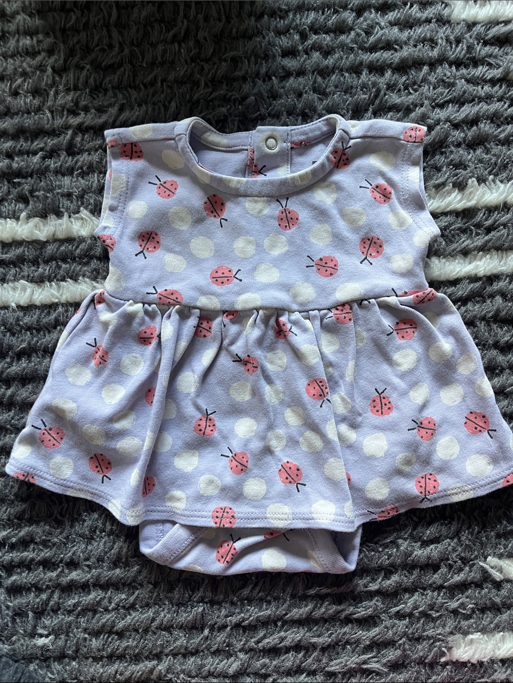 Tea Collection Lavender Ladybug Dress-Style Bodysuit
